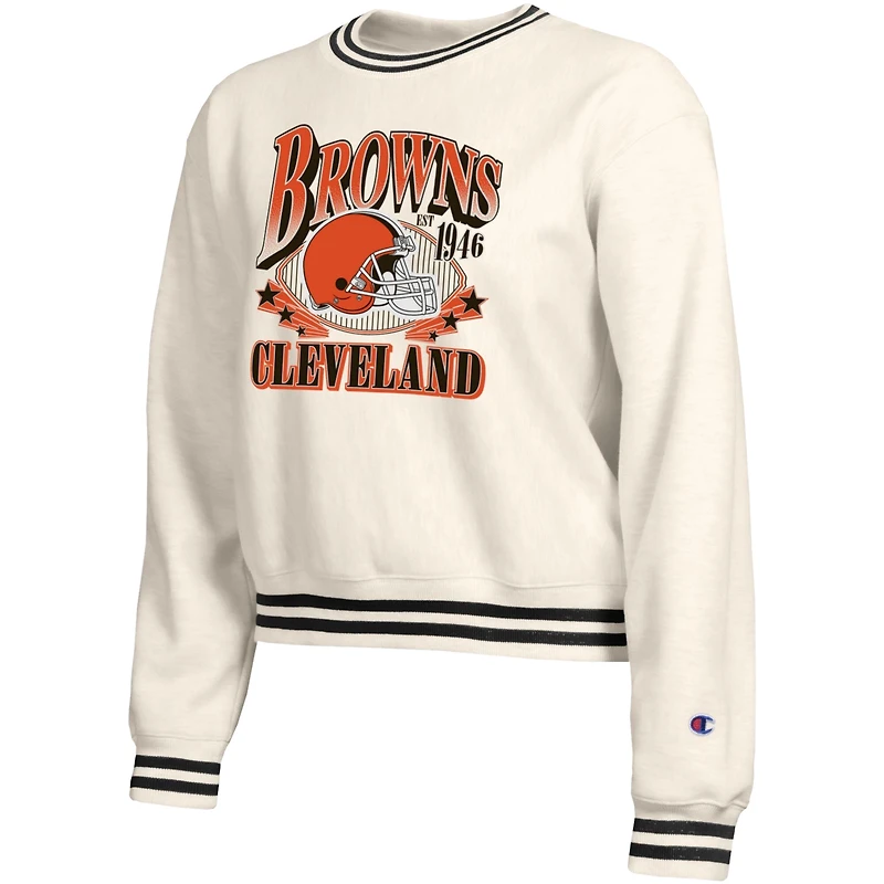 Women's Champion  Cream Cleveland Browns Reverse Weave Fleece Sweatshirt