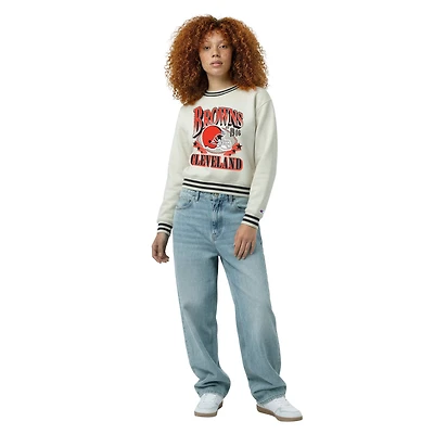 Women's Champion Cream Cleveland Browns Reverse Weave Fleece Sweatshirt
