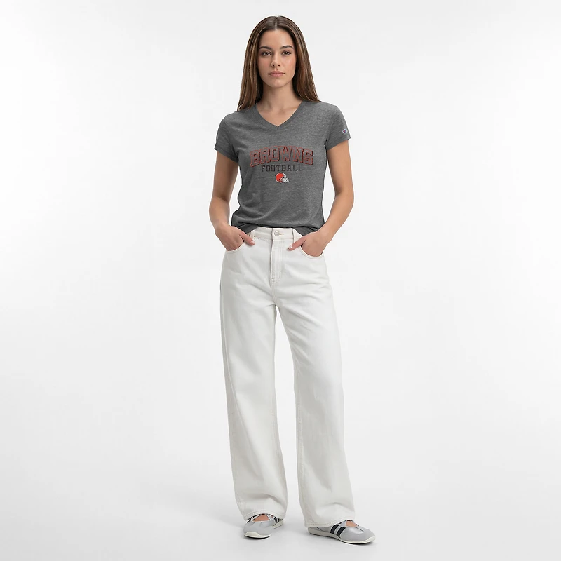 Women's Champion Gray Cleveland Browns Triumph Tri-Blend V-Neck T-Shirt
