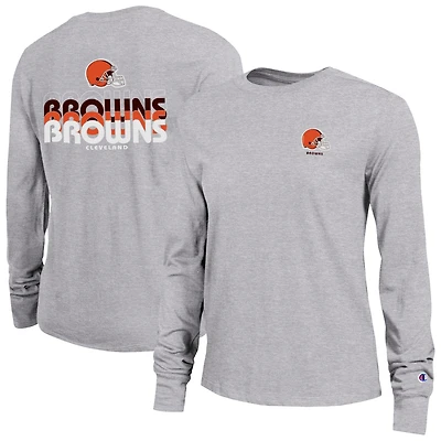 Women's Champion Heather Gray Cleveland Browns Core Long-Sleeve T-Shirt