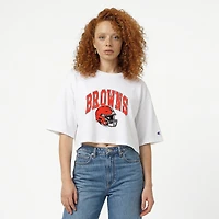 T-shirt court boyfriend blanc Champion Cleveland Browns pour femme