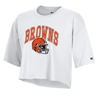 T-shirt court boyfriend blanc Champion Cleveland Browns pour femme