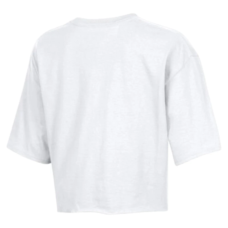 Women's Champion White Cleveland Browns Boyfriend Cropped T-Shirt