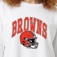 Women's Champion  White Cleveland Browns Boyfriend Cropped T-Shirt
