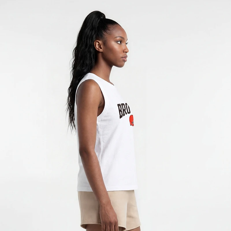 Women's Champion White Cleveland Browns Muscle Tank Top