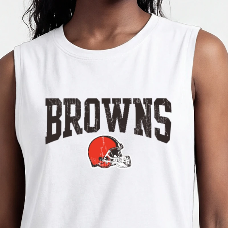 Women's Champion White Cleveland Browns Muscle Tank Top