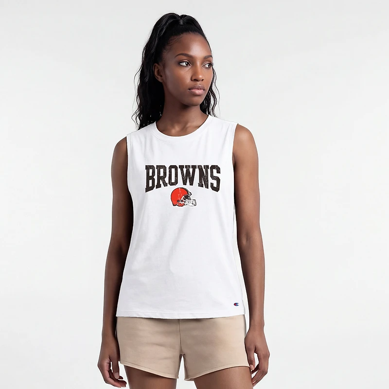 Women's Champion White Cleveland Browns Muscle Tank Top