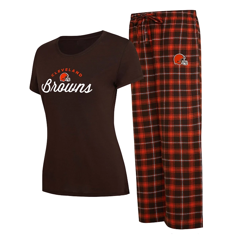 Women's Concepts Sport Brown/Orange Cleveland Browns Arctic Top & Flannel Pants Sleep Set