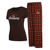 Women's Concepts Sport Brown/Orange Cleveland Browns Arctic Top & Flannel Pants Sleep Set