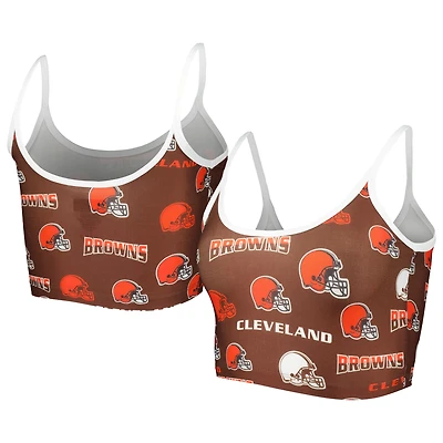 Concepts Sport Brown Cleveland Browns Breakthrough Allover Knit Bralette Lounge pour femme