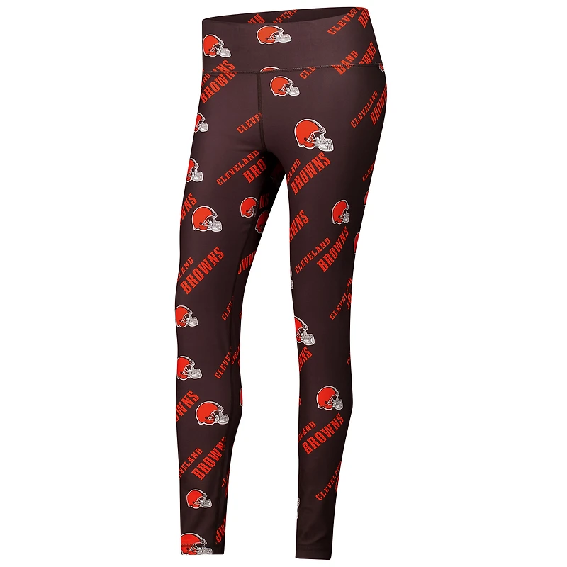 Women's Concepts Sport Brown Cleveland Browns Breakthrough Allover Print Knit Sleep Leggings