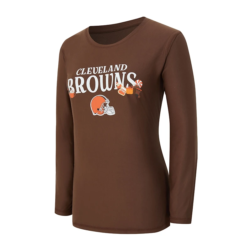 Ensemble de nuit pour femme Concepts Sport Brown Cleveland Browns avec t-shirt à manches longues et pantalon pyjama