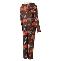 Combinaison de sport marron Cleveland Browns Throwback Roadway en micropolaire à imprimé intégral et fermeture éclair pour femme