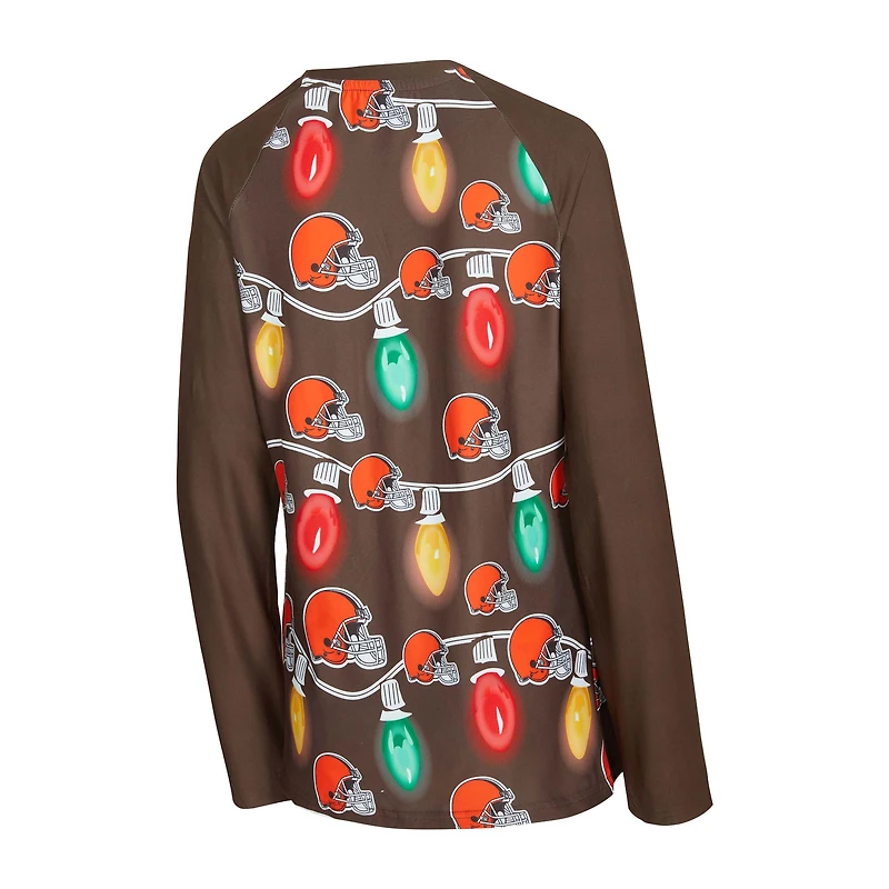 Ensemble t-shirt à manches longues et pantalon en tricot Garland Raglan pour femme Concepts Sport Cleveland Browns