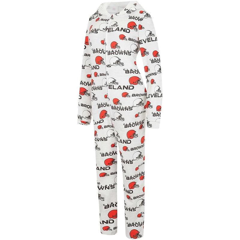 Women's Concepts Sport  Cream Cleveland Browns Docket Hoodie Full-Zip Union Suit