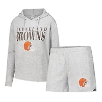 Ensemble sweat à capuche et short manches longues Juniper gris Cleveland Browns pour femme