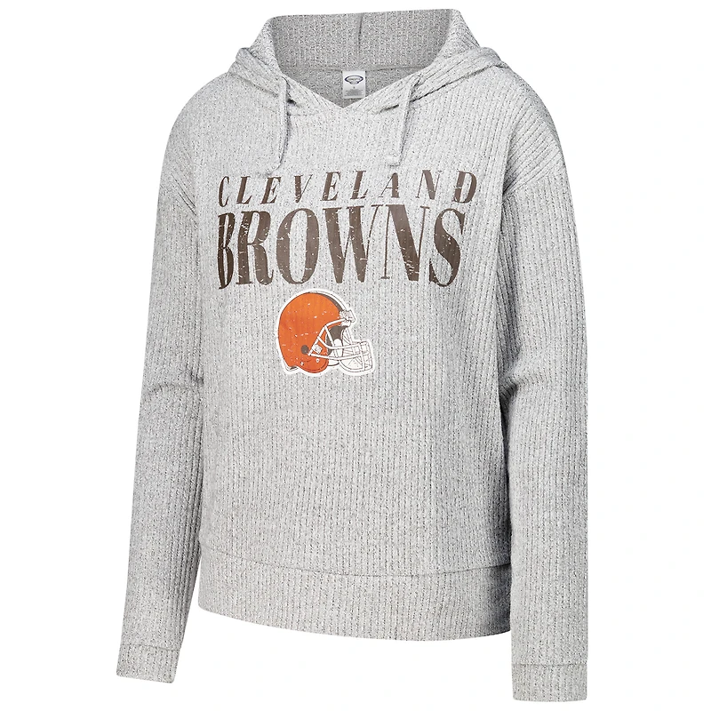 Women's Concepts Sport Gray Cleveland Browns Juniper Long Sleeve Hoodie Top & Shorts Set