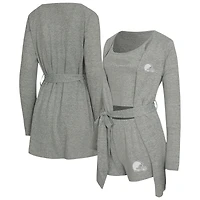 Ensemble débardeur, short et peignoir Rigor gris chiné pour femme Concepts Sport des Cleveland Browns