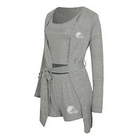 Women's Concepts Sport  Heather Gray Cleveland Browns Rigor Tank, Short & Robe Set