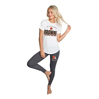 Women's Concepts Sport White/Charcoal Cleveland Browns Sonata Short Sleeve Top & Leggings Set