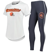 Ensemble de nuit Concepts Sport blanc/anthracite pour femme avec haut et leggings Sonata des Cleveland Browns