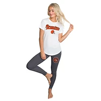 Women's Concepts Sport White/Charcoal Cleveland Browns Sonata Top & Leggings Sleep Set
