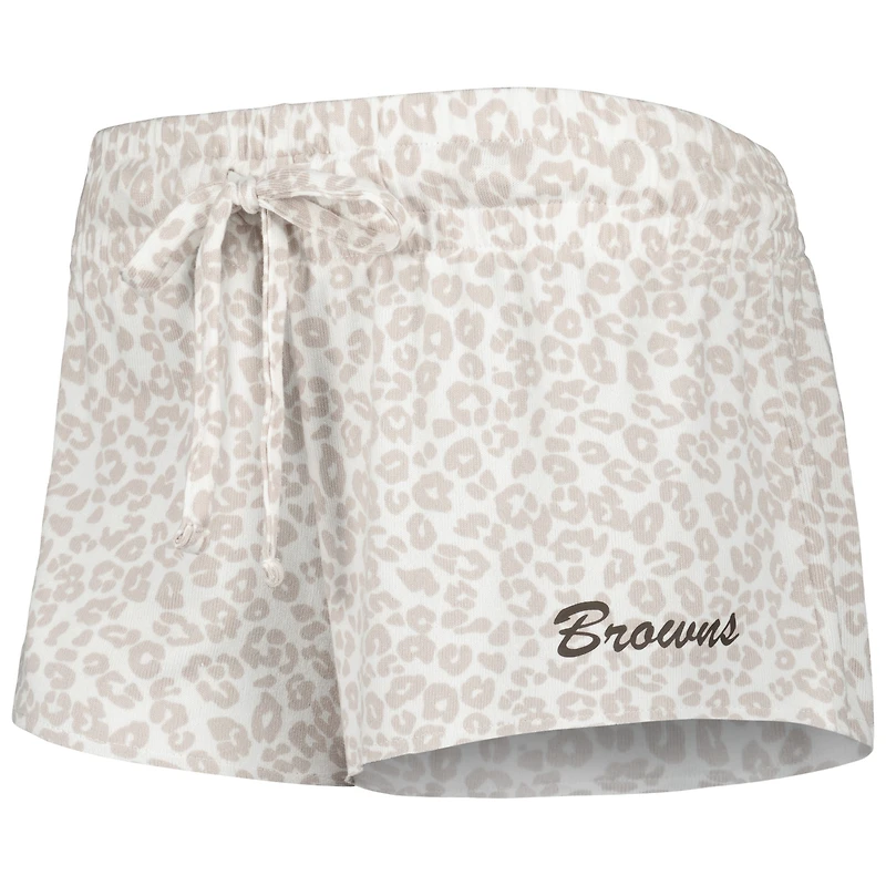 Ensemble de pyjama et short en tricot Concepts Sport Cleveland Browns Montana pour femme, blanc/crème