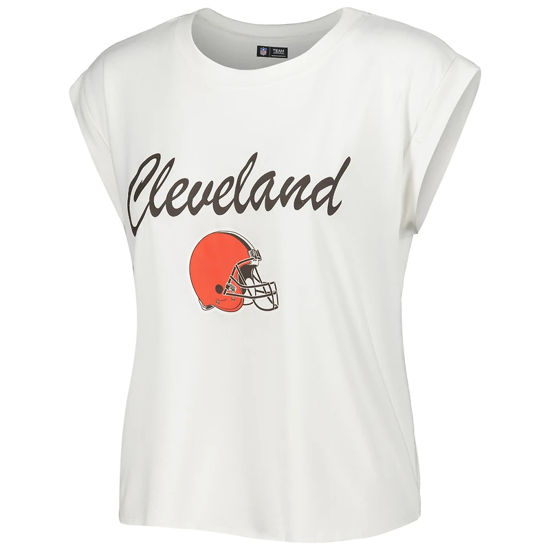 Women's Concepts Sport White/Cream Cleveland Browns Montana Knit Top & Shorts Sleep Set