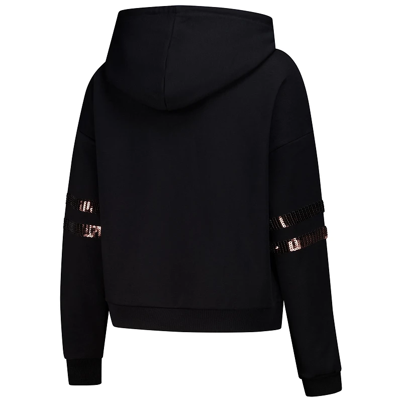 Sweat à capuche court paillettes Cuce Black Cleveland Browns pour femme