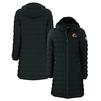 Doudoune longue isolante entièrement zippée pour femme Cutter & Buck Black Cleveland Browns Mission Ridge Repreve Eco