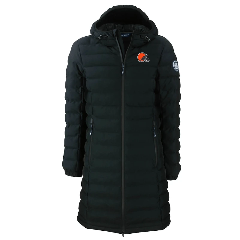 Doudoune longue isolante entièrement zippée pour femme Cutter & Buck Black Cleveland Browns Mission Ridge Repreve Eco