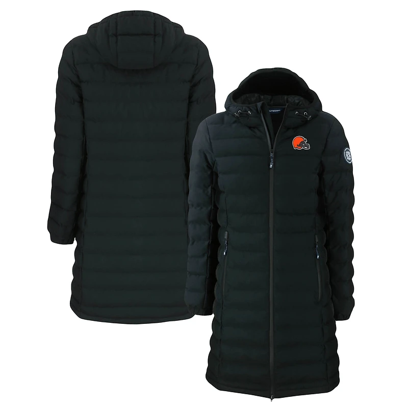 Doudoune longue isolante entièrement zippée pour femme Cutter & Buck Black Cleveland Browns Mission Ridge Repreve Eco