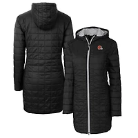 Women's Cutter & Buck Black Cleveland Browns Rainier Primaloft Eco Hooded Long Lightweight Coat