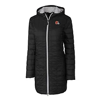 Manteau long et léger à capuche Rainier Primaloft Eco pour femme, noir, des Cleveland Browns, Cutter & Buck
