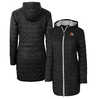 Manteau long et léger à capuche Rainier Primaloft Eco pour femme, noir, des Cleveland Browns, Cutter & Buck