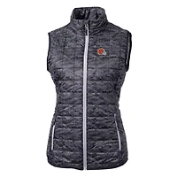 Gilet matelassé entièrement zippé imprimé Rainier des Cleveland Browns pour femme Cutter & Buck Black
