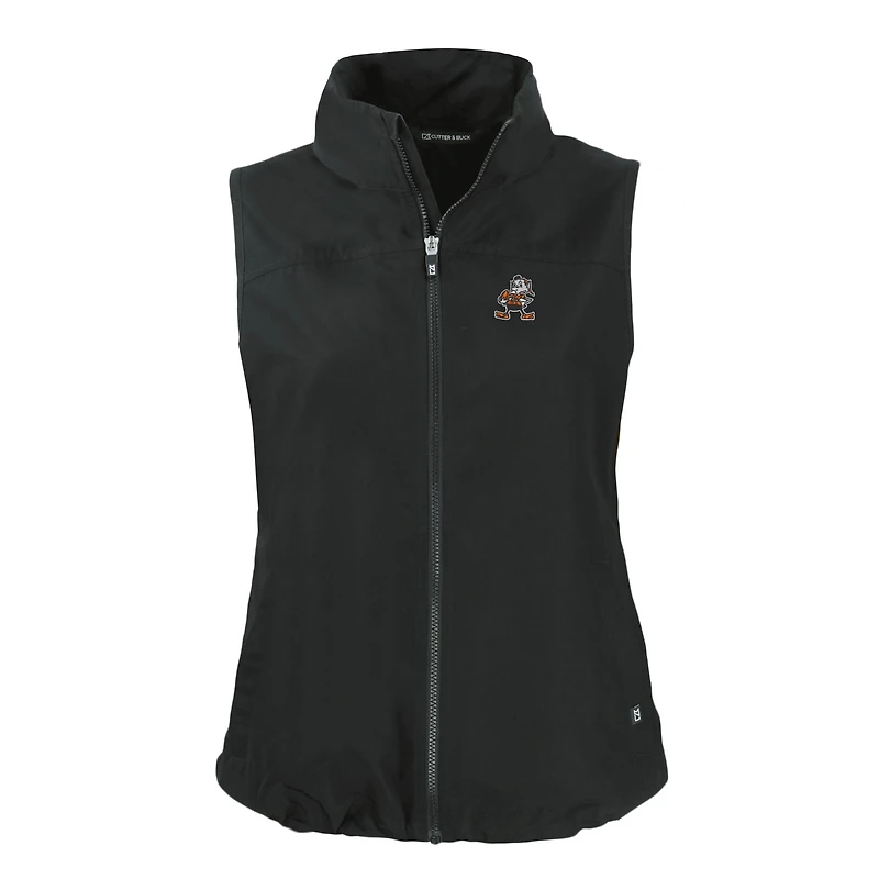 Gilet zippé intégral écologique rétro des Cleveland Browns pour femme Cutter & Buck Black