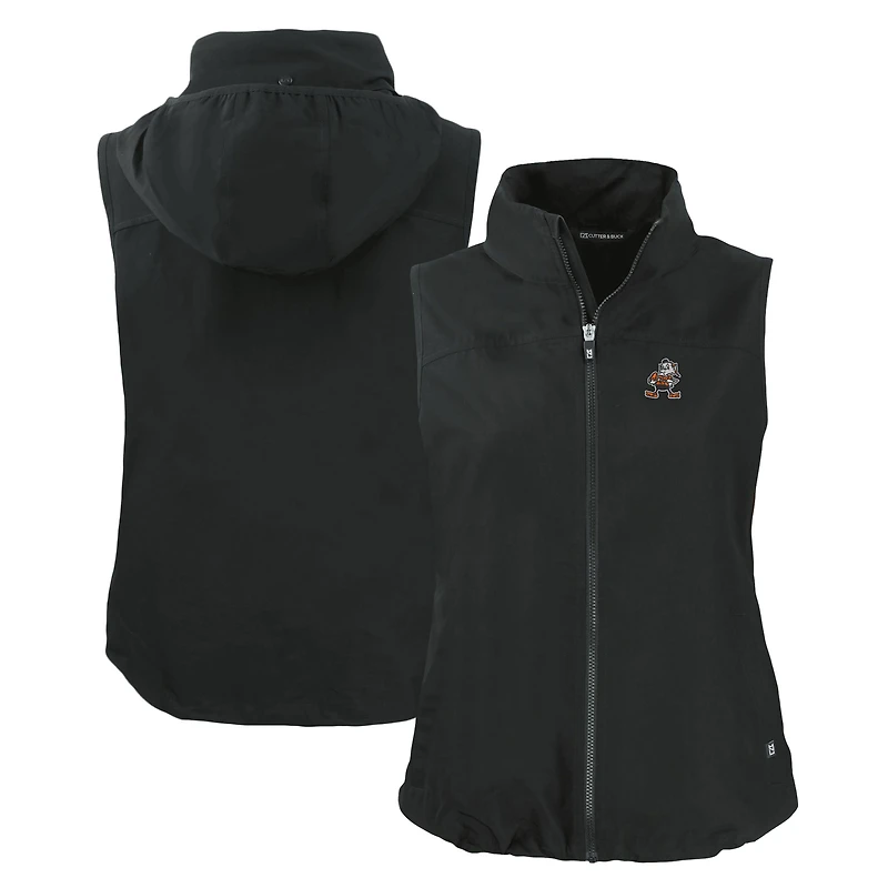 Gilet zippé intégral écologique rétro des Cleveland Browns pour femme Cutter & Buck Black