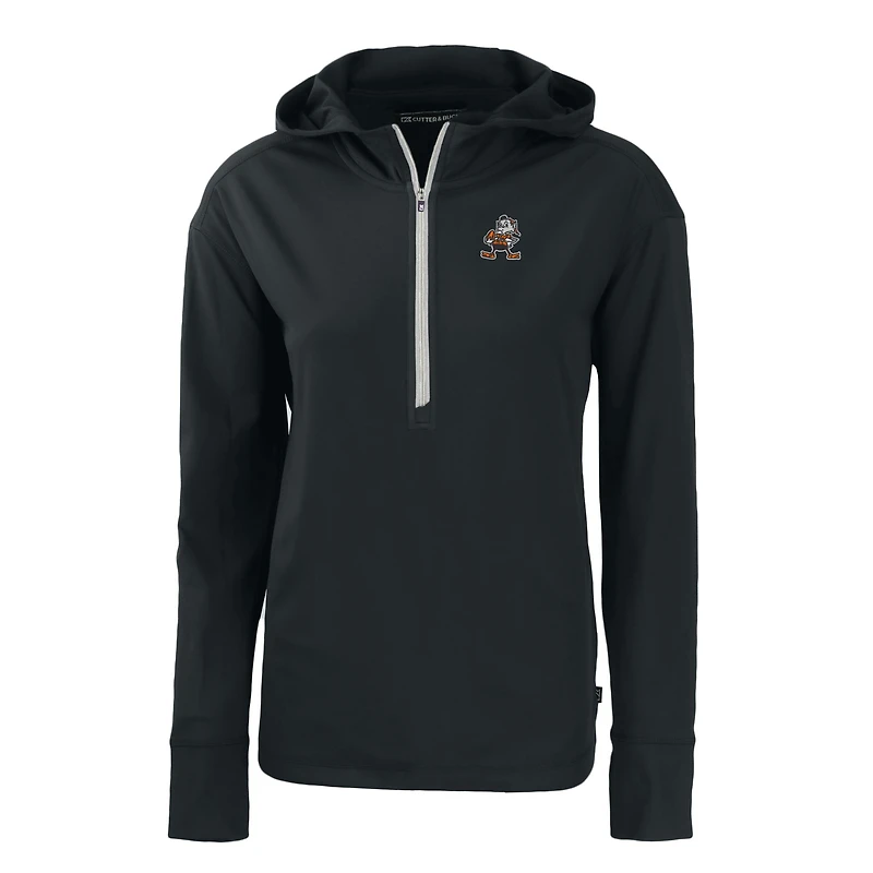 Sweat à capuche demi-zippé écologique et recyclé Daybreak des Cleveland Browns pour femme, noir