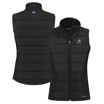 Gilet hybride à fermeture éclair intégrale en softshell recyclé et noir pour femme, Cutter & Buck, Cleveland Browns, Throwback Evoke