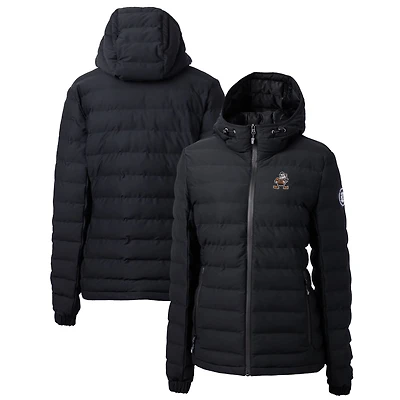 Veste matelassée entièrement zippée noire Cutter & Buck pour femme avec logo rétro des Cleveland Browns Mission Ridge Repreve
