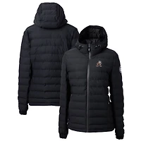 Veste matelassée entièrement zippée noire Cutter & Buck pour femme avec logo rétro des Cleveland Browns Mission Ridge Repreve