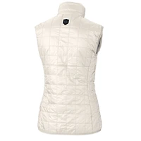 Women's Cutter & Buck Cream Cleveland Browns Throwback Logo Rainier PrimaLoft Eco Full-Zip Puffer Vest