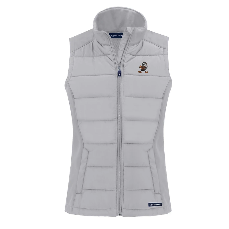 Gilet hybride à fermeture éclair intégrale recyclée et softshell pour femme, gris Cutter & Buck, des Cleveland Browns, Throwback Evoke