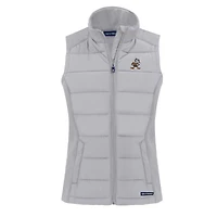 Women's Cutter & Buck  Gray Cleveland Browns Throwback Evoke Hybrid Eco Softshell Recycled Full-Zip Vest
