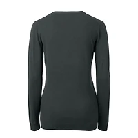 Pull à col en V Lakemont Tri-Blend pour femme, couleur anthracite chiné, avec logo rétro des Cleveland Browns, Cutter & Buck