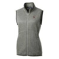 Pull basique en polaire avec fermeture éclair intégrale pour femme, gris chiné, Cutter & Buck, Cleveland Browns, logo rétro Mainsail