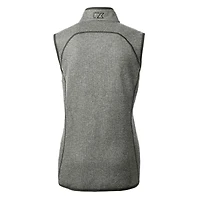 Pull basique en polaire avec fermeture éclair intégrale pour femme, gris chiné, Cutter & Buck, Cleveland Browns, logo rétro Mainsail