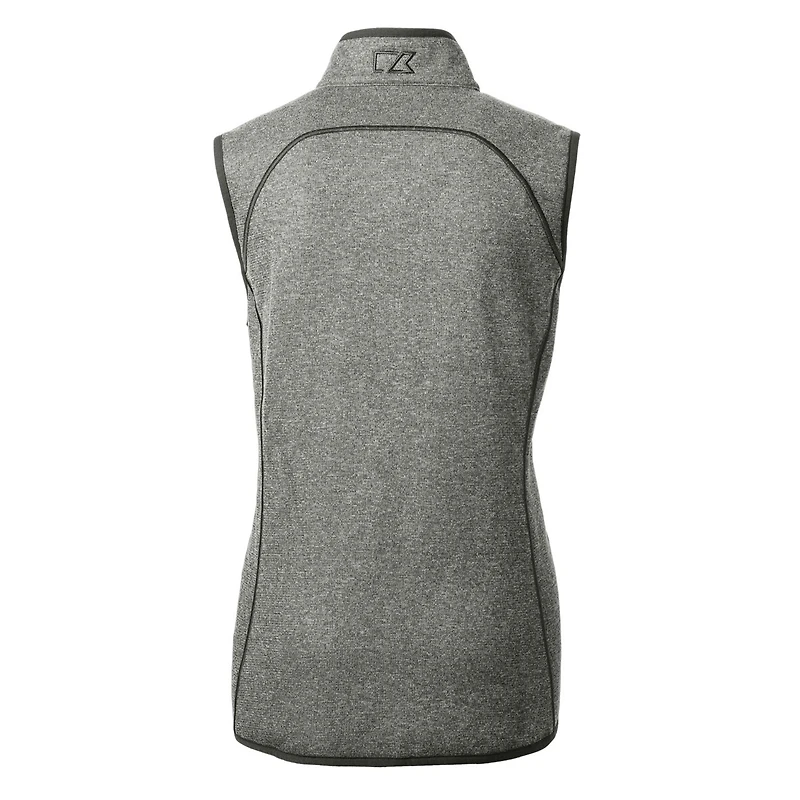 Women's Cutter & Buck Heather Gray Cleveland Browns Throwback Logo Mainsail Basic Sweater Knit Fleece Full-Zip Vest
