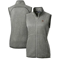 Women's Cutter & Buck Heather Gray Cleveland Browns Throwback Logo Mainsail Basic Sweater Knit Fleece Full-Zip Vest